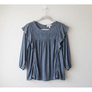 Knox Rose Boho Peasant Top Sz L – Crochet Lace Babydoll Blouse – 3/4 Sleeve